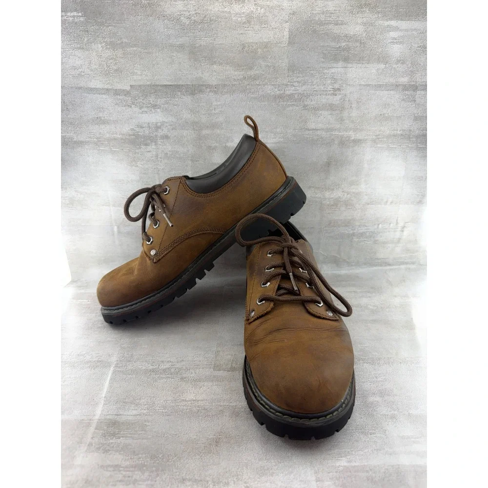 Skechers Men 6618 Brown Leather Lug Sole Oxford Lace Up Shoes Size 9